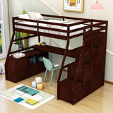 Twin Loft Bed with Desk and Stairs, Storage for Teens, Kids - [Drawers]