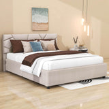 Queen Upholstered Platform Bed Frame with Headboard, Under Bed Storage