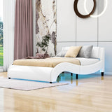 Modern Full Upholstered Platform Bed Frame with Headboard and Lights