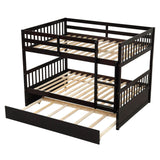 Convertible Full Over Full Bunk Beds with Trundle for Kids, Teens - [Wooden]