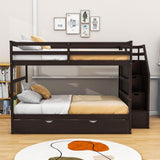 Full Over Full Bunk Beds with Stairs and Storage, Trundle - [Wood, Cabinets]