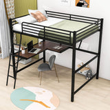 Metal Full Size Loft Bed with Desk and Storage Shelf for Adult, Jr - [Wood]