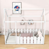 Twin Toddler Floor House Bed Frame with Rails - [Without Slats]