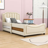 Cute Twin Low Profile Upholstered Toddler Nursery Bed with Rails