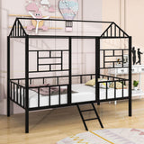 Metal Twin Low House Bed Frame for Kids, Toddler