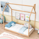 Solid Wood Twin House Toddler Floor Bed