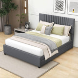 Upholstered Full Size Platform Bed Frame with Storage and Twin Trundle - [Drawers, Headboard]