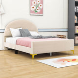 Velvet Upholstered Full Size Platform Bed Frame with Headboard