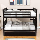 Full Over Full Bunk Beds with Storage Drawers for Kids - [Wooden, Convertible]