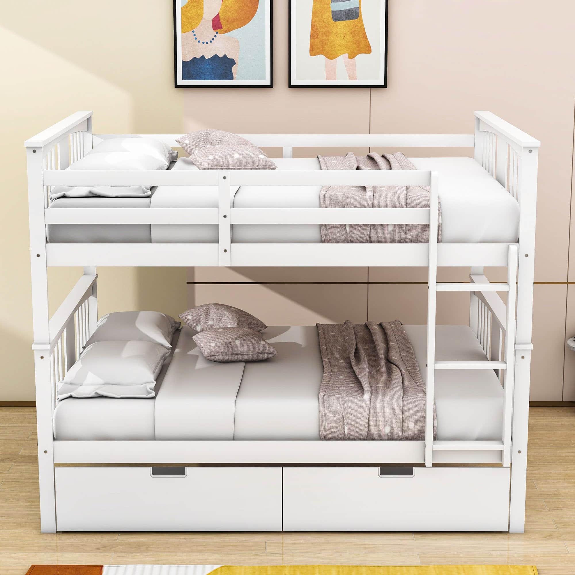 Full Over Full Bunk Beds with Storage Drawers for Kids - [Wooden, Convertible]