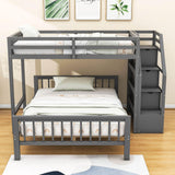 Twin Over Full Loft Bunk Beds with Stairs and Storage for Kids, Adults - [Detachable]