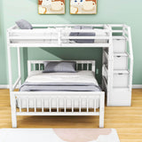 Twin Over Full Loft Bunk Beds with Stairs and Storage for Kids, Adults - [Detachable]