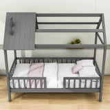 Twin Size Montessori Wooden Kids Low Farmhouse Bed Frame with Rails