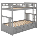 Convertible Twin Over Twin Bunk Beds with Storage Drawers - [Wooden]