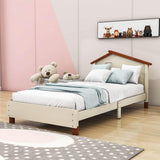 Twin Wood Girls Platform Bed with House-Shaped Headboard