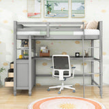 Twin Size Convertible Loft Bed with Desk and Storage - [Dresser, Shelves]