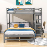 Twin Over Full Bunk Beds with Desk and Storage Drawers - [Wooden, Detachable, L-Shaped]