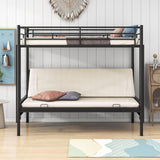 Twin Over Full Futon Bunk Beds with 2 Ladders - [Black, Metal]