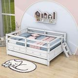 Solid Wood Low Full Size Kids Bed with Trundle and Storage - [Drawers, Rails]