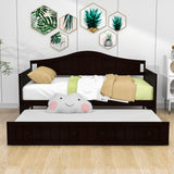 Wood Twin Daybed with Trundle and Arch Back