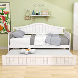 Wood Twin Daybed with Trundle and Arch Back