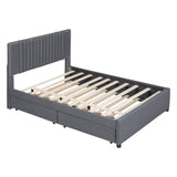 Upholstered Full Size Platform Bed Frame with Storage and Twin Trundle - [Drawers, Headboard]