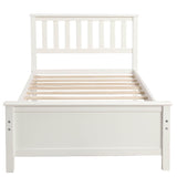 Wooden Twin Platform Bed with Headboard for Kids, Adult