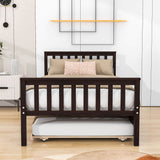 Twin Platform Bed Frame with Twin Trundle and Headboard - [Wooden, Footboard]