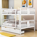 Full Over Full Bunk Beds with Storage Drawers for Kids - [Wooden, Convertible]