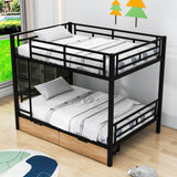 Convertible Full Over Full Bunk Beds with Storage Drawers for Kids - Metal