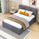 Full Size Upholstered Platform Bed with Trundle and Storage - [Drawers, Linen]