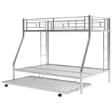 Metal Twin Over Full Bunk Beds with Trundle for Kids Adults - Two Ladders