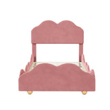 Twin Upholstered Princess Platform Bed Frame with Headboard for Girls