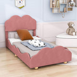 Twin Upholstered Princess Platform Bed Frame with Headboard for Girls