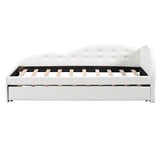 Twin PU Upholstered Kids Daybed with Trundle and Cloud-Shaped Rail