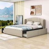 Queen Modern Upholstered Bed Frame with Headboard and Storage