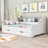 Wooden Twin to King Extendable Daybed with Pull-out Trundle and Storage