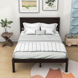 Wood Full Size Vintage Platform Bed Frame with Headboard
