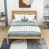 Wood Full Size Vintage Platform Bed Frame with Headboard