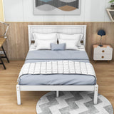Wood Full Size Vintage Platform Bed Frame with Headboard