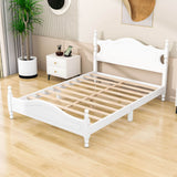 Traditional Full Size Low Profile Wood Platform Bed Frame with Headboard