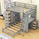 Smart Twin Over Twin Bunk Beds with Desk and Storage Chest, Drawers