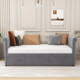 Modern Luxury Twin Size Upholstered Daybed with Trundle for Adults - [Backless]