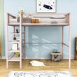 Sturdy Twin Metal Loft Bed Frame with Storage Shelves for Adults, Kids