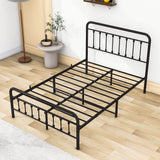 Vintage Full Size Metal Bed Frame with Slats Headboard