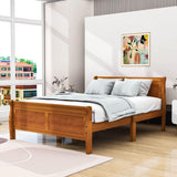 Wooden Full Size Platform Bed with Headboard - [Sleigh]