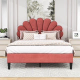 Modern Full Size Velvet Upholstered Platform Bed Frame with Headboard