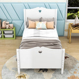 Wood Girls Twin Platform Bed with Headboard and Footboard