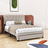 Modern Queen Size Velvet Upholstered Bed Frame with Headboard and Storage