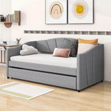 Velvet Upholstered Twin Daybed with Trundle Bed